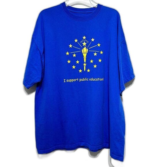 Teacher Indiana Support Public Education Short Sleeve Blue Graphic T-Shirt XXL - Picture 1 of 4
